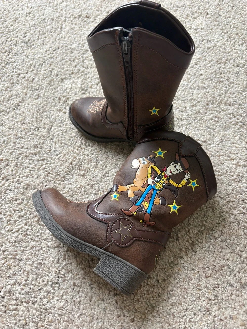 Toddler Toy Story Boots - Brown 6: Woody Western Style, Disney Licensed, Zipper